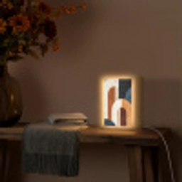 Abstract - Vormen - Donkerblauw Light Box met kabel (Tafellamp) klein -sfeer4