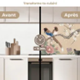 Bloemen - Vogels - Bloemen keuken achterwand 2 middel -voor-na2_FR