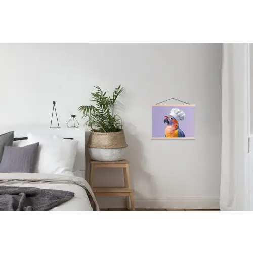 Papegaai - Koksmuts - Paars - Cute textielposter latten blank klein -woonkamer
