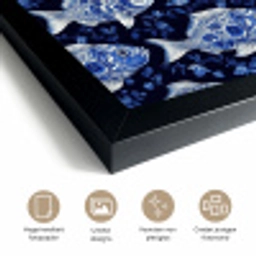 Vissen - Bloemen - Blauw fotolijst zwart zonder passe partout klein 224 -sfeer2