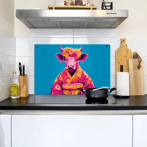 Koe - Bloemenkrans - Oorhangers - Kimono Inductie beschemer met haakjes klein -sfeer2