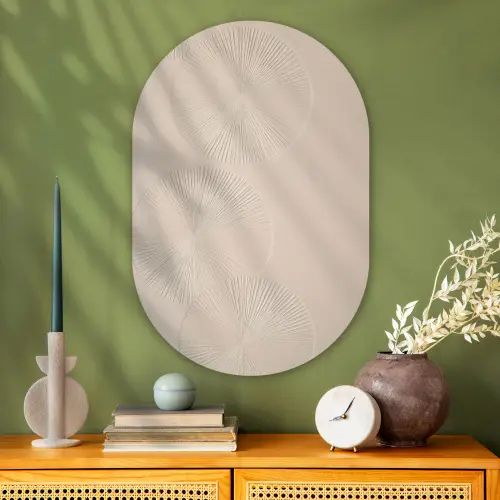 Japandi - Beige - Modern Wandcirkel Ovaal Glas middel -sfeer2