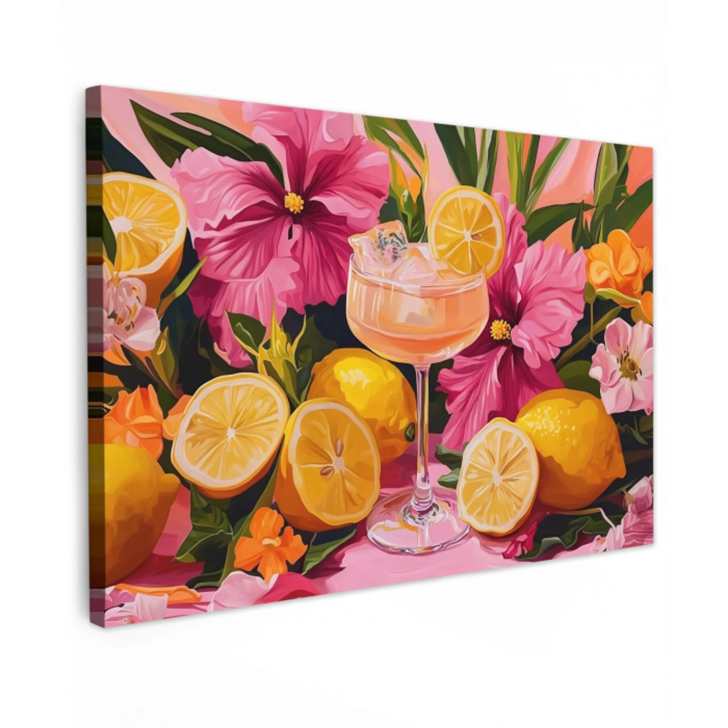 Drink - Bloemen - Yellow canvas 2cm klein -z3d