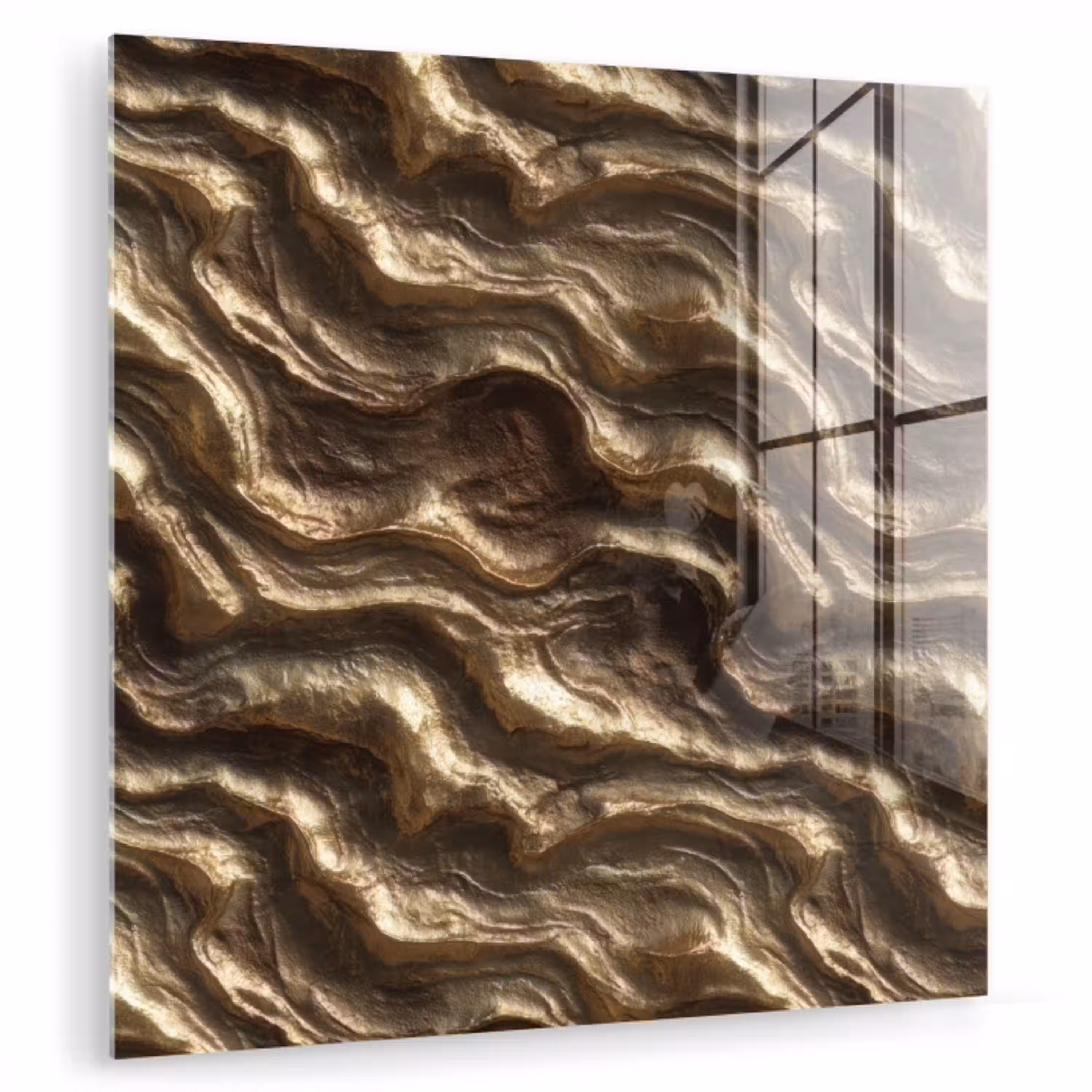 Reliëf - Golven - Abstract - Bronsgoud plexiglas 5mm klein 11 -zzzproduct_nieuw