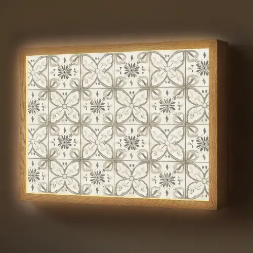 Antiek - Tegel - Beige Light Box met batterij (Wandlamp) middel 907 -z3d_website