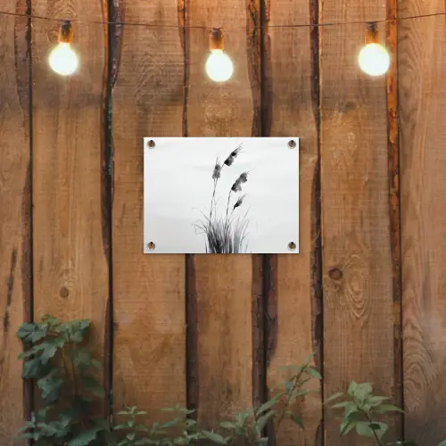 Minimalistisch - Stelen - Wit tuinposter los doek klein -sfeer1