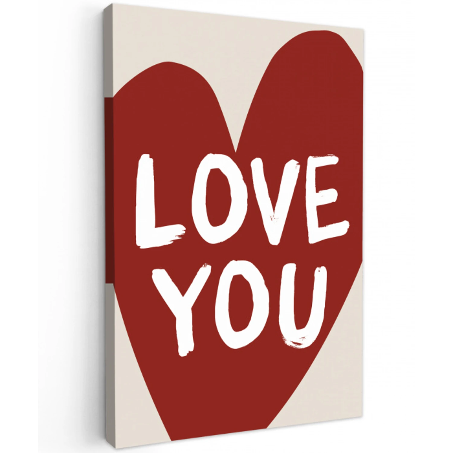 Loveyou - Hart - Rood Tuinposter op houten frame 2 cm dik klein -3d