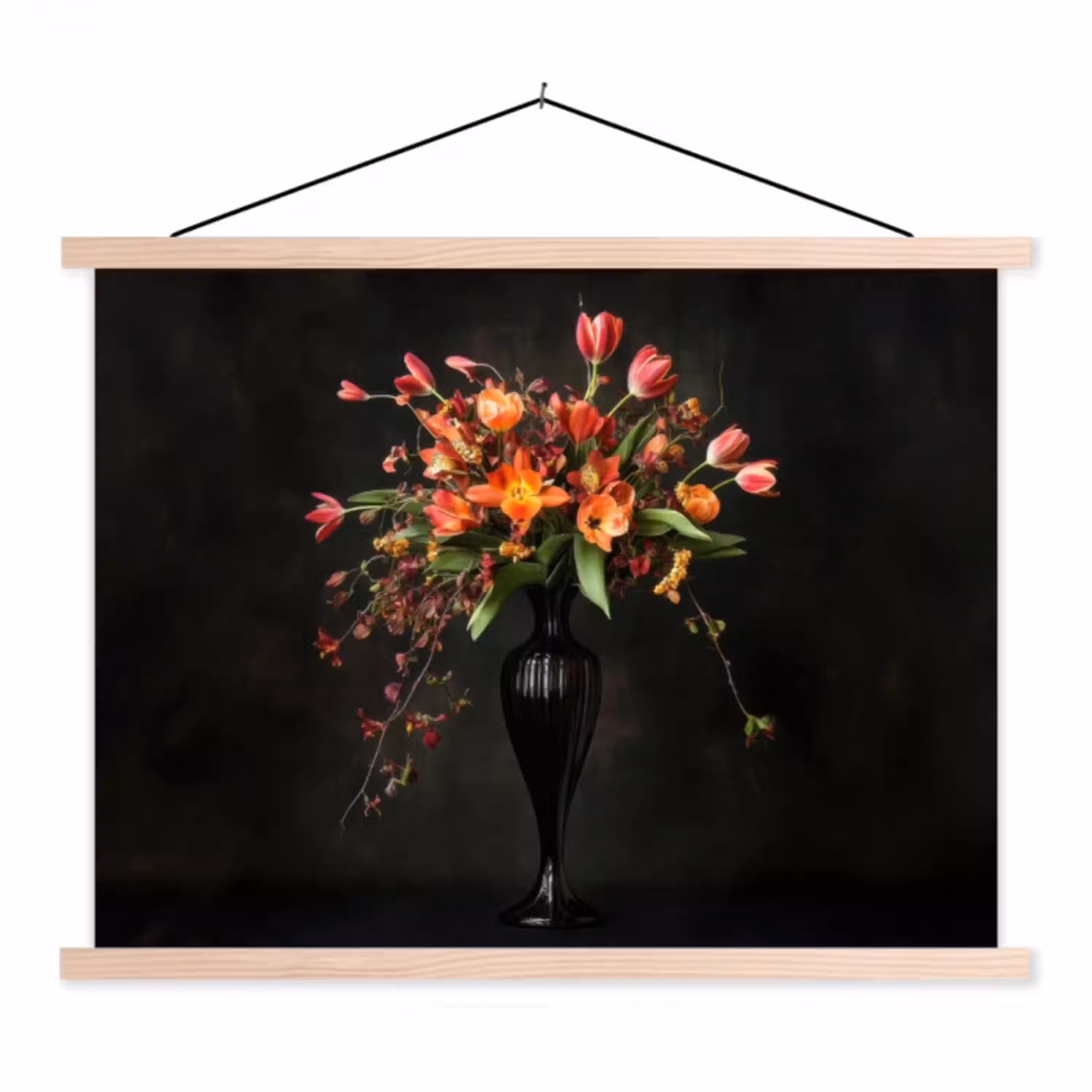 Sierlijk - Boeket - Vaas textielposter latten blank klein -3d