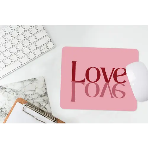 Love - Roze - Spiegeling muismat rubber klein -witbureau