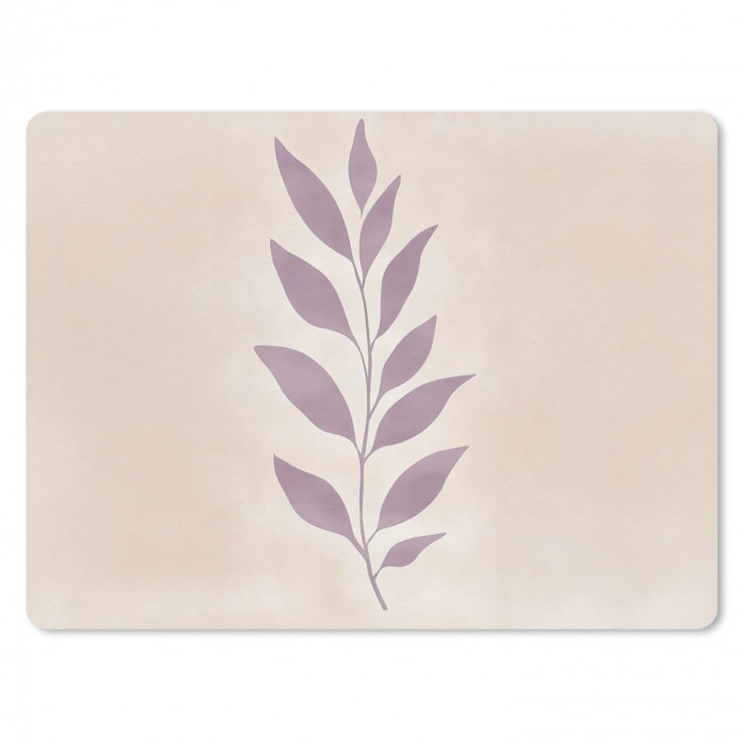 Tak - Bladeren - Minimalistisch - Beige muismat rubber klein -3d
