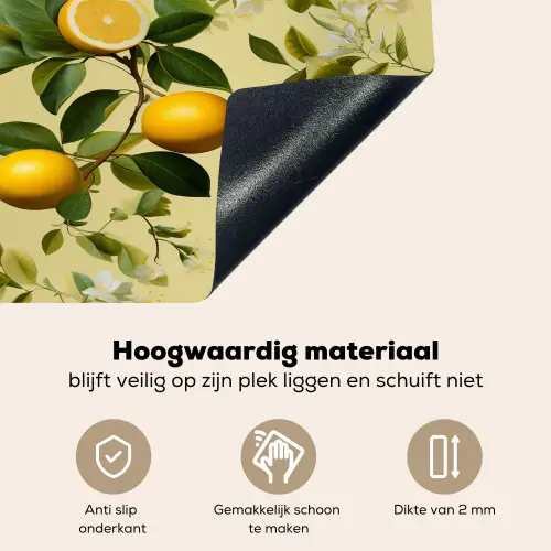 Citroen - Groen - Bloesem Inductie beschemer met haakjes klein 777 -ky-onderkant-nl