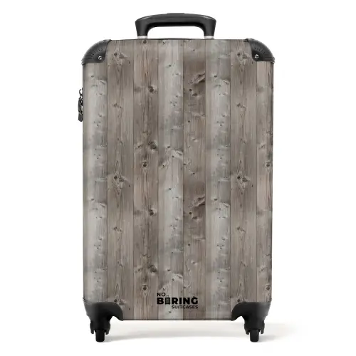 Vergrijsd hout met noesten en verticale lijnen NBS - Handbagage koffer - Volwassenen Unisex middel -productfoto_recht