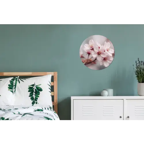 Bloesems - Meeldraden - Geel - Wazig Wandcirkel aluminium klein -slaapkamer