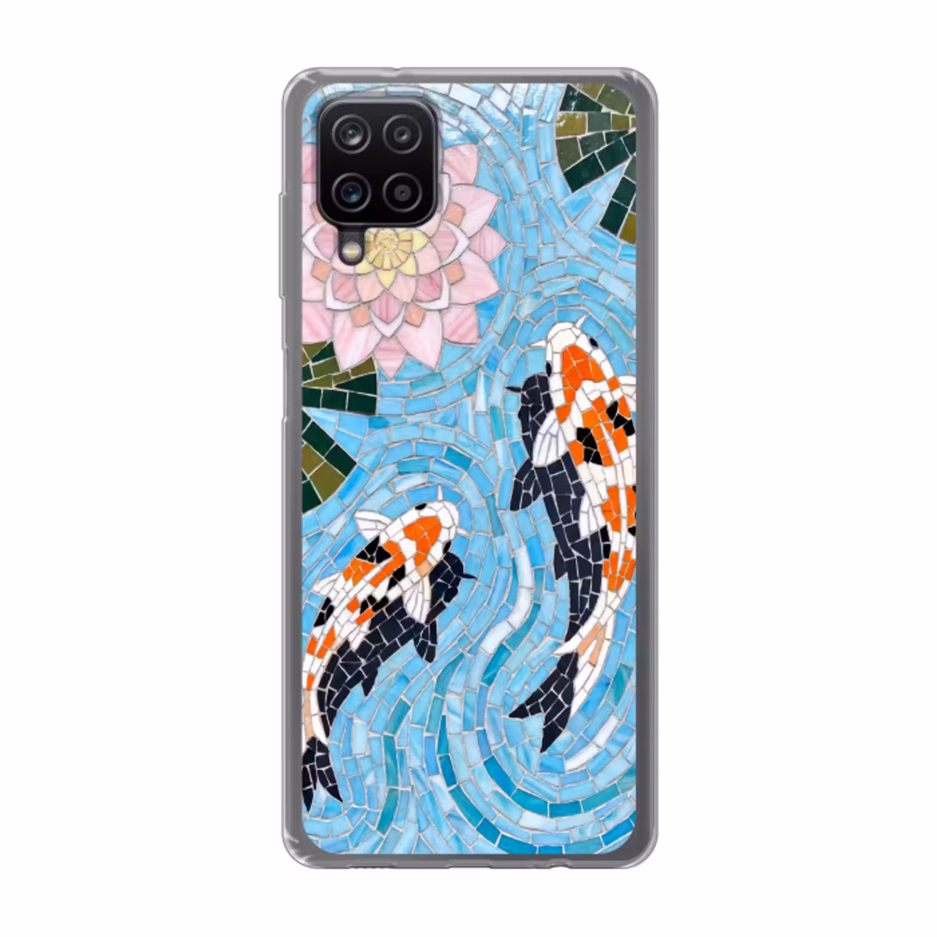 Vis - Water - Natuur - Mozaïek - Blauw Telefoonhoesje Samsung Galaxy A12 klein -3d