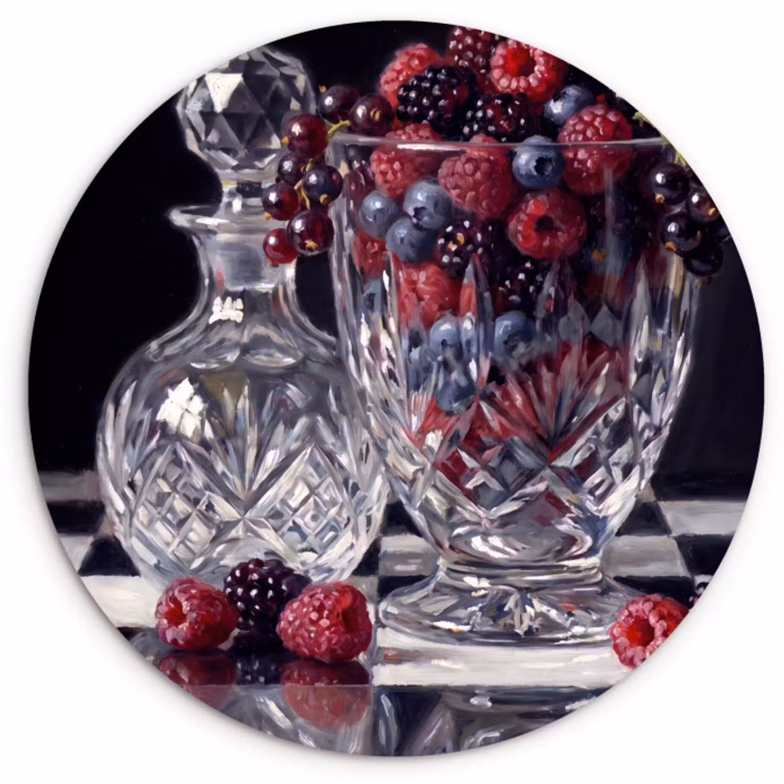 Bessen - Kristal - Stilleven Wandcirkel plexiglas klein -3d