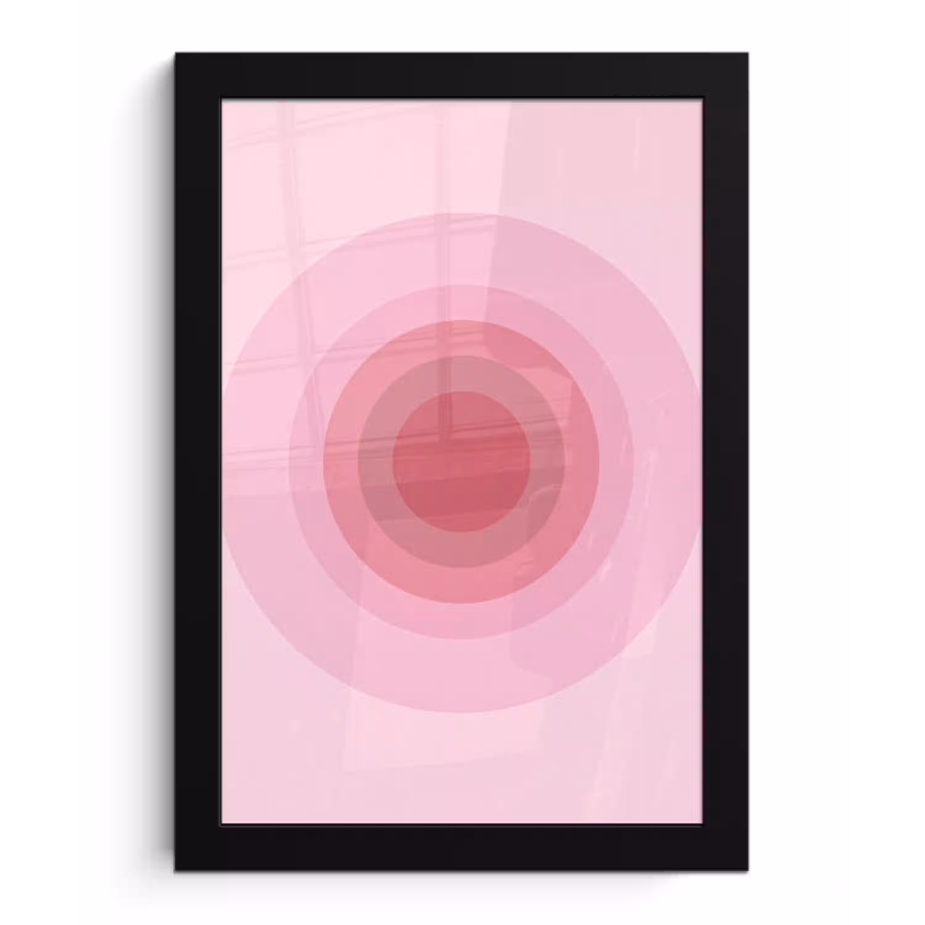 Patroon - Cirkels - Abstract - Roze - Modern fotolijst zwart zonder passe partout klein -3d
