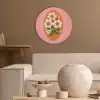Illustratie - Bloemen - Rand - Roze Akoestische PET Vilt - Rond klein -sfeer1
