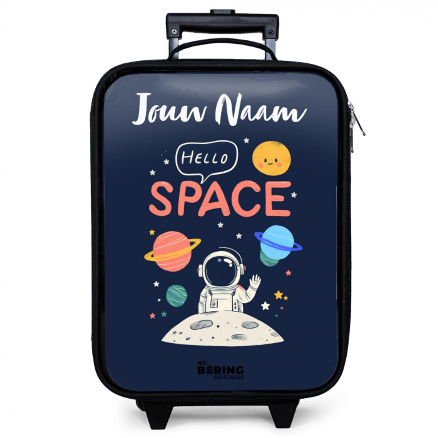 Astronaut - Quote - Planeten - Sterren Kinderkoffer - Zwart klein -zzz_website3d