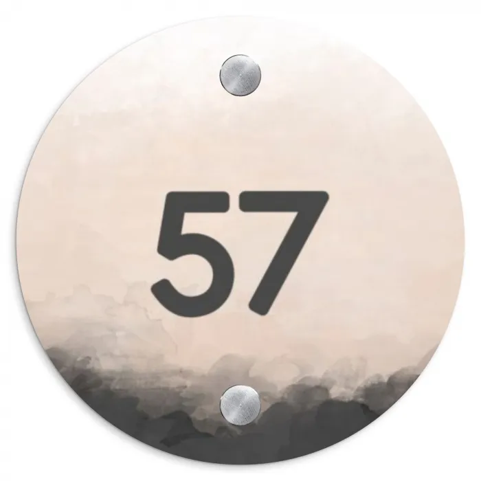 Aquarel - Beige - Traditioneel Naambord Rond klein -3d
