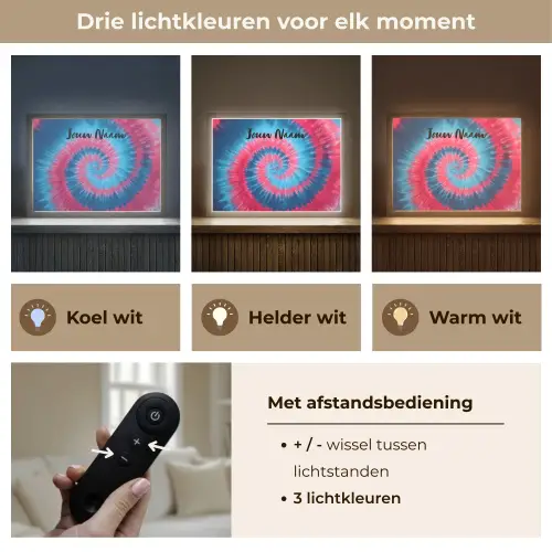 Spiraal - Roze - Blauw Light Box met batterij (Wandlamp kind) middel -USP_lichtkleurNL