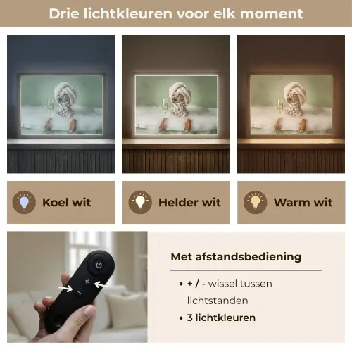 Hond - Bad - Champagne - Handdoek Light Box met batterij (Wandlamp) middel -USP_lichtkleurNL