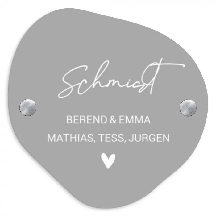 Effen lichtgrijs - Sierlijk Naambord Organisch middel -3d