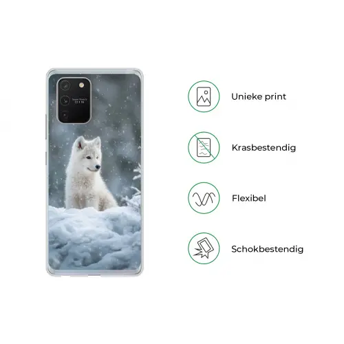 Wolf - Pup - Sneeuw Telefoonhoesje Samsung Galaxy S10 Lite klein -specsS10Lite