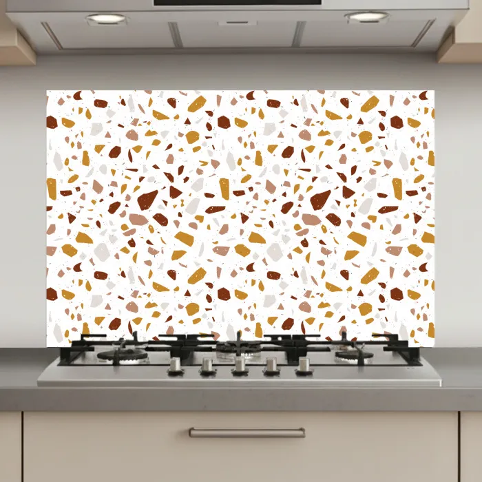 Terrazzo -  Patroon - Wit - Urban keuken achterwand spatscherm klein 900 -3d_website