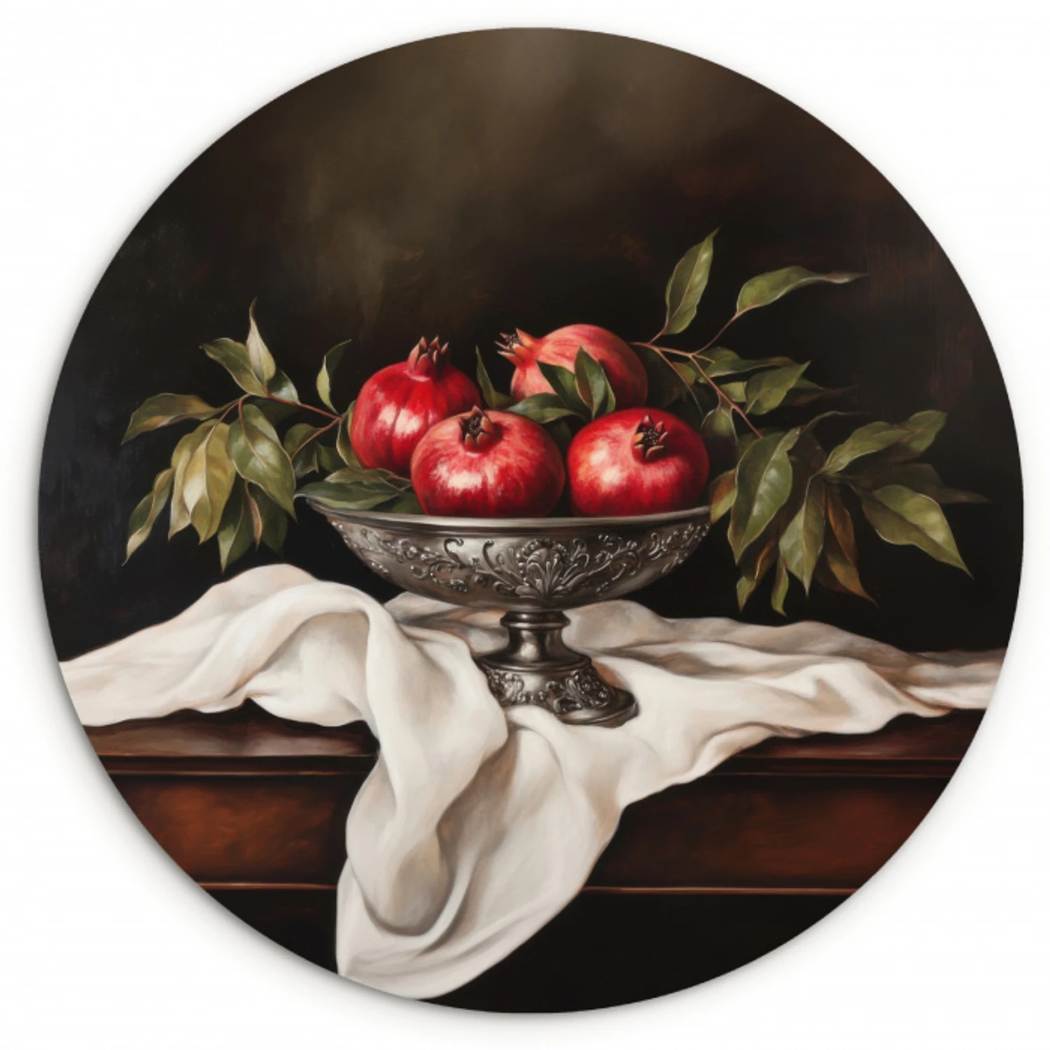 Granaatappels - Klassiek - Vintage KitchenYeah - Keuken - Wandcirkel Forex klein -3d