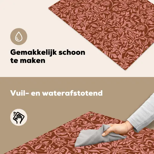 Bloemen - Print - Roze Inductie beschemer met haakjes klein 777 -ky-schoon-nl