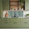 Vlechtpatroon - Groen - Roze - Grafisch keuken achterwand 2 middel 871 -sfeer3