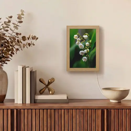 Bloemen - Wit - Bladeren - Lelietjes Light Box met kabel (Tafellamp) klein -sfeer2
