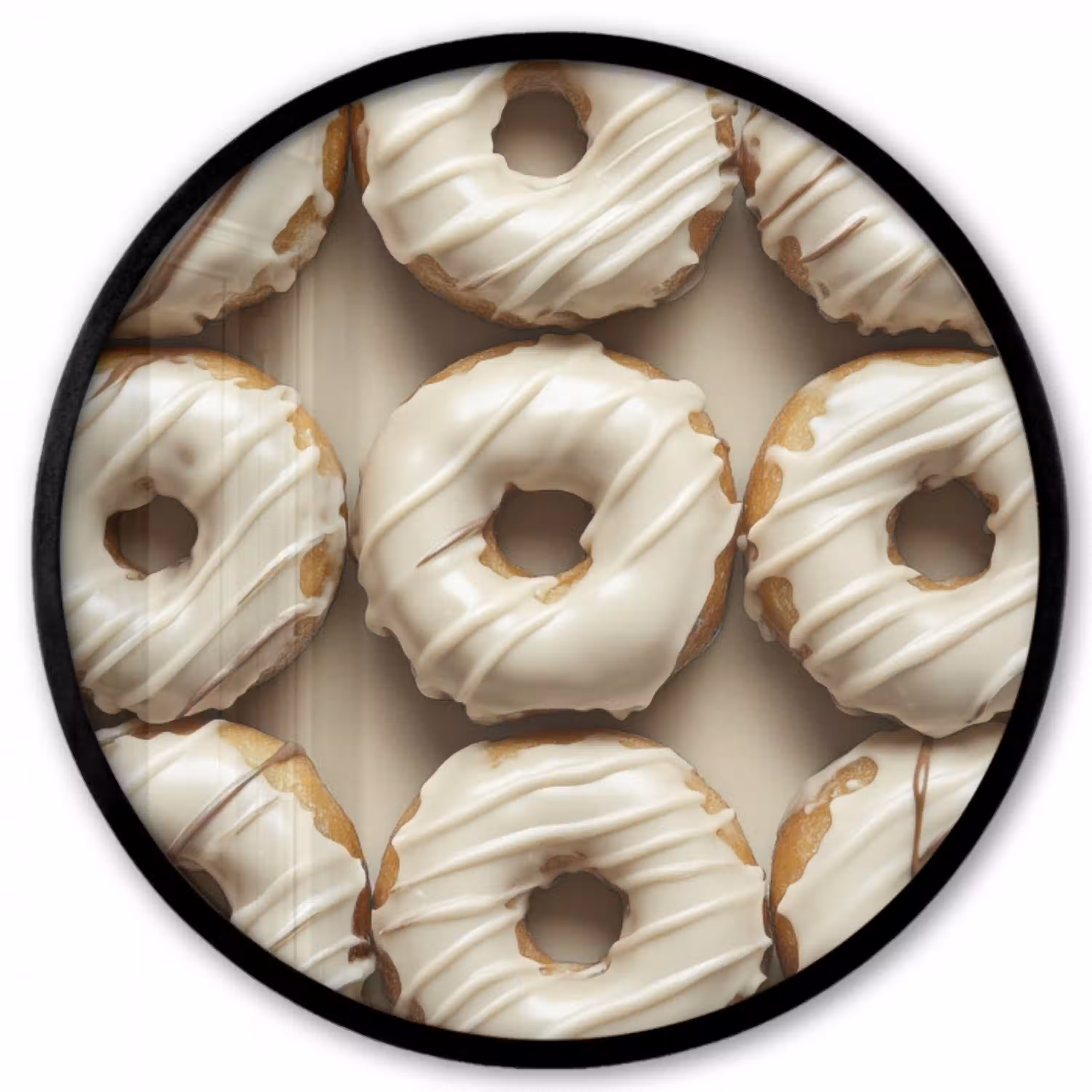 Donuts - Chocolade - Wit - Beige Fotolijst rond zonder passe partout klein -3d