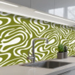 Lijnpatroon - Groen - Organisch keuken achterwand 2 middel 871 -3d_schuin