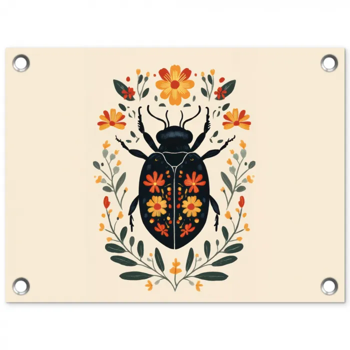 Bloemen - Oranje - Planten - Sierlijk tuinposter los doek klein -3d