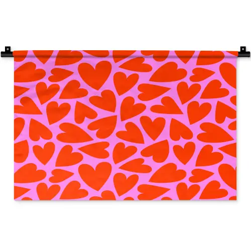 Valentijn - Patroon - Roze - Rood Wandkleed katoen klein 269 -zz3d