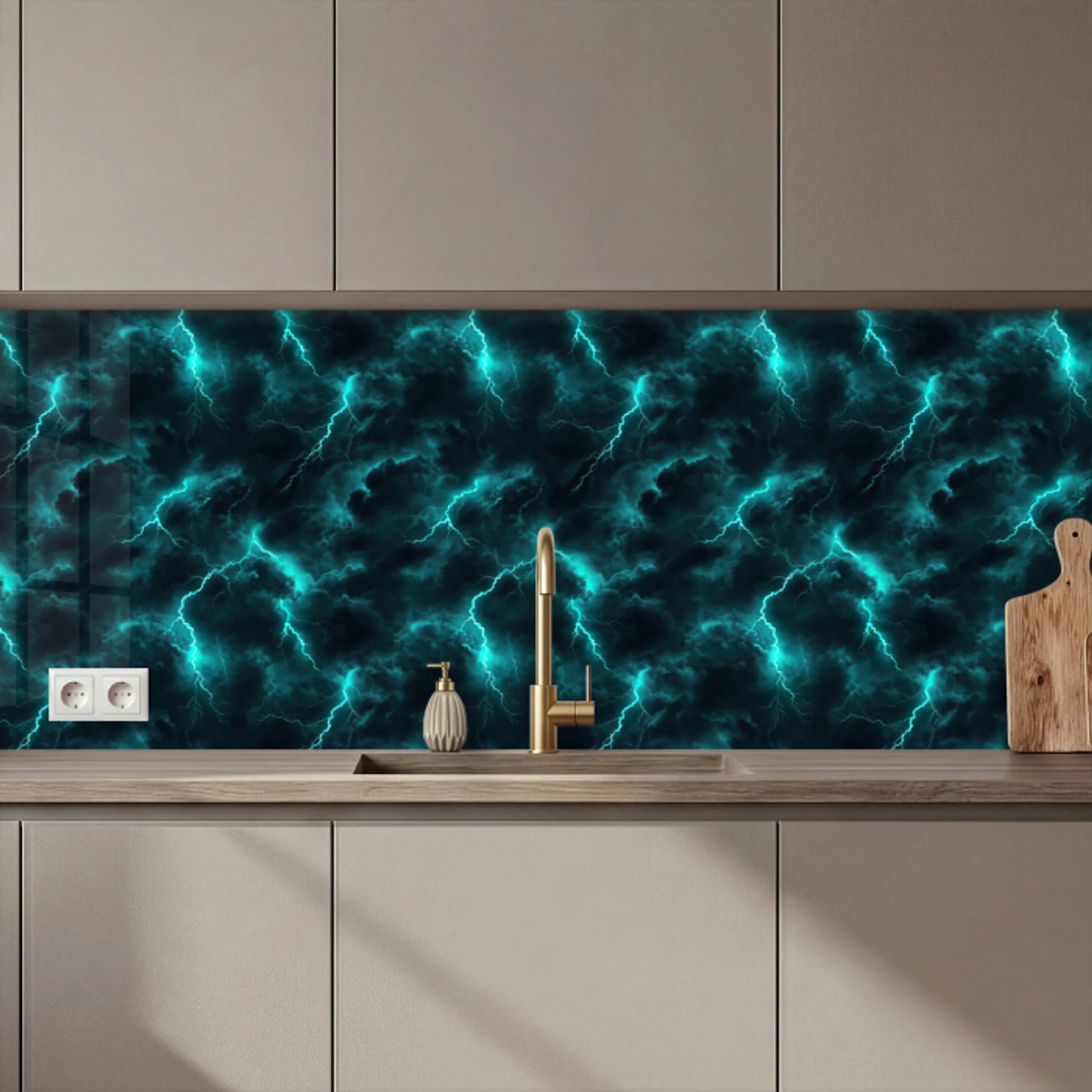 Kitchen splashback - Turquoise - Lightning - Clouds | Kitchenyeah.co.uk