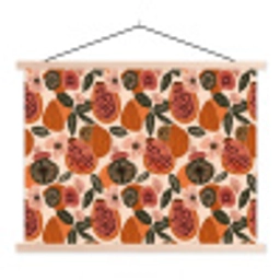 Papaja - Bloesem - Oranje textielposter latten blank klein 122 -3d