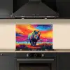 Neushoorn - Zonsondergang - Savanna - Kleurrijk keuken achterwand spatscherm klein -sfeer1