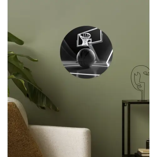 Basketbal - Basketbalveld - Lichtlijnen Wandcirkel behangsticker klein -sfeer2