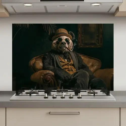 Panda - Hoed - Bril - Pak keuken achterwand spatscherm klein -3d_website