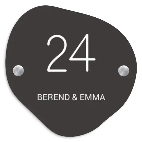 Donkergrijs - Klassiek Naambord Organisch middel -3d