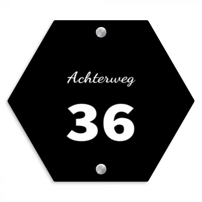 Naambordje voordeur - Hexagon - Effen - Zwart - Klassiek