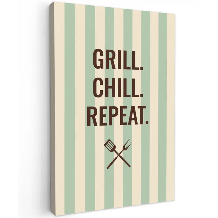 Quote - Strepen - Grill Tuinposter op houten frame 2 cm dik klein -3d