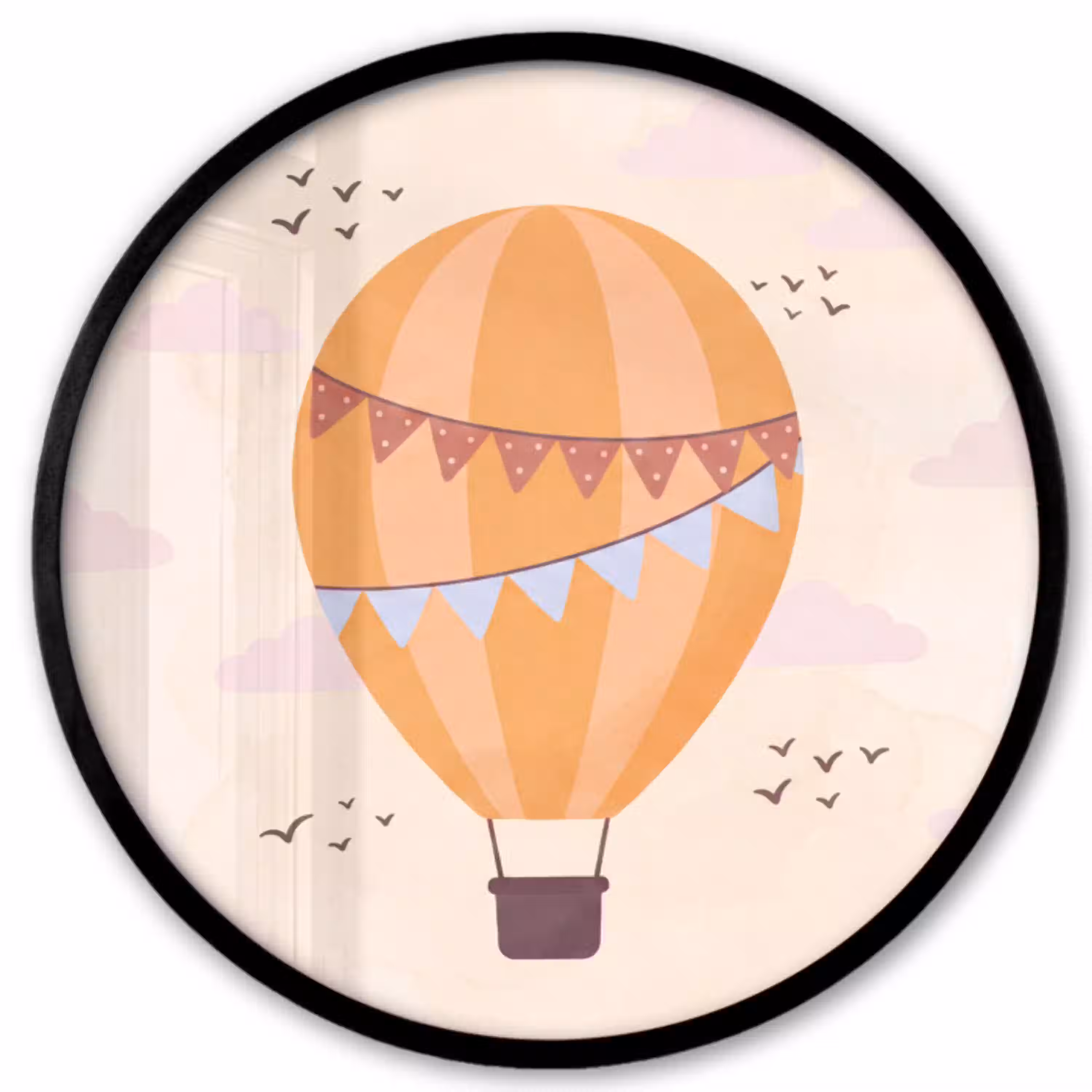Luchtballon - Slingers - Avontuur - Illustratie - Oranje Fotolijst rond zonder passe partout klein -3d