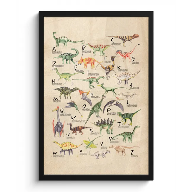 Photo Frame - Alphabet - Dino - Dinosaur - Educational - Retro - Kids