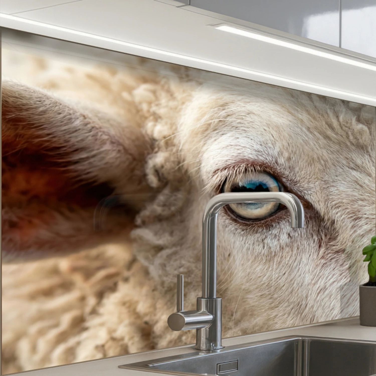 Schaap - Oog - Wit keuken achterwand 2 middel -zzzz3d_schuin