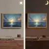 Meeuwen - Zee - Wolken -Blauw Light Box met batterij (Wandlamp) middel -sfeer3