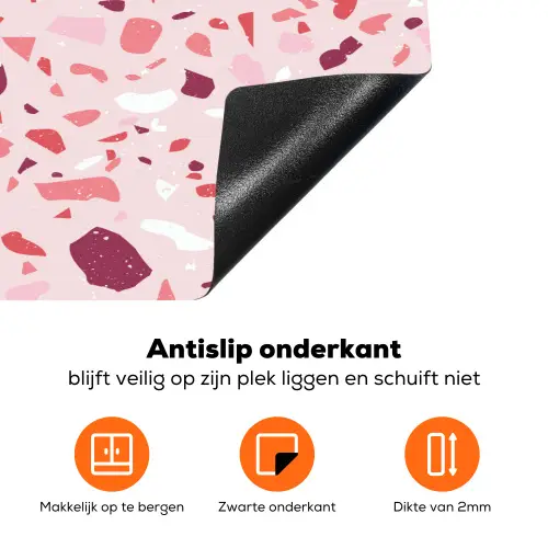Terrazzo - Patroon - Roze Inductie beschermer vinyl 3mm klein 276 -zzzzzzz-td-onderkant