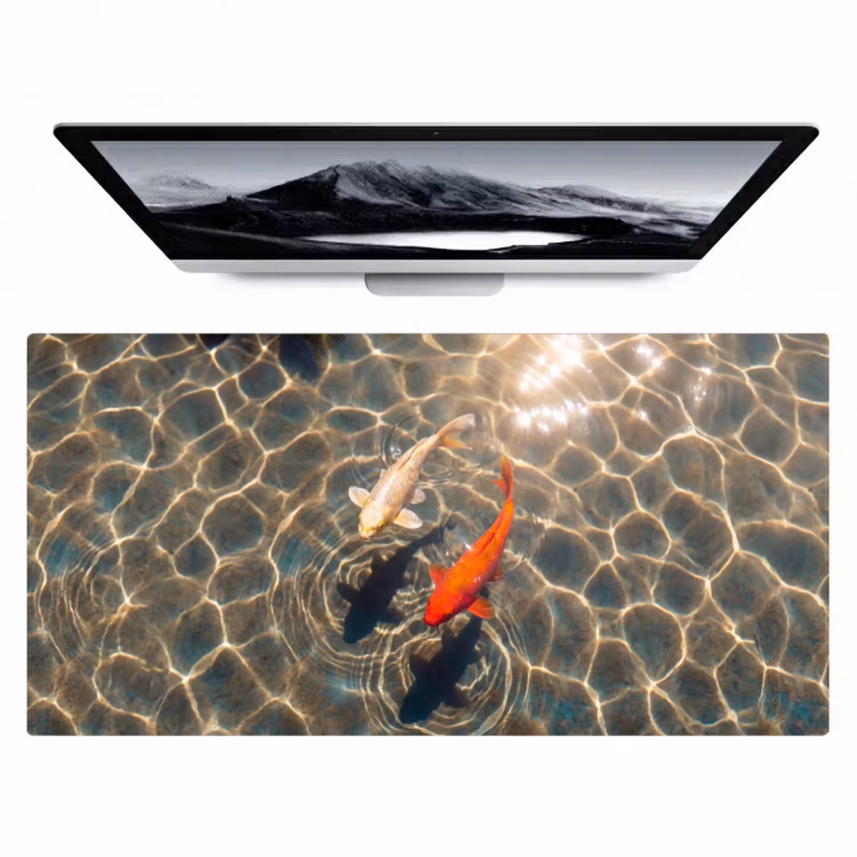 Vis - Water - Dieren - Oranje - Goud Muismat XXL klein -zzz3d